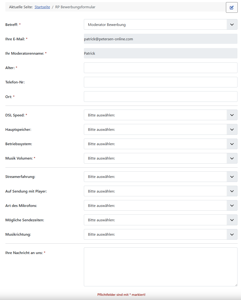RP Bewerbungsformular – Joomla 6 Component